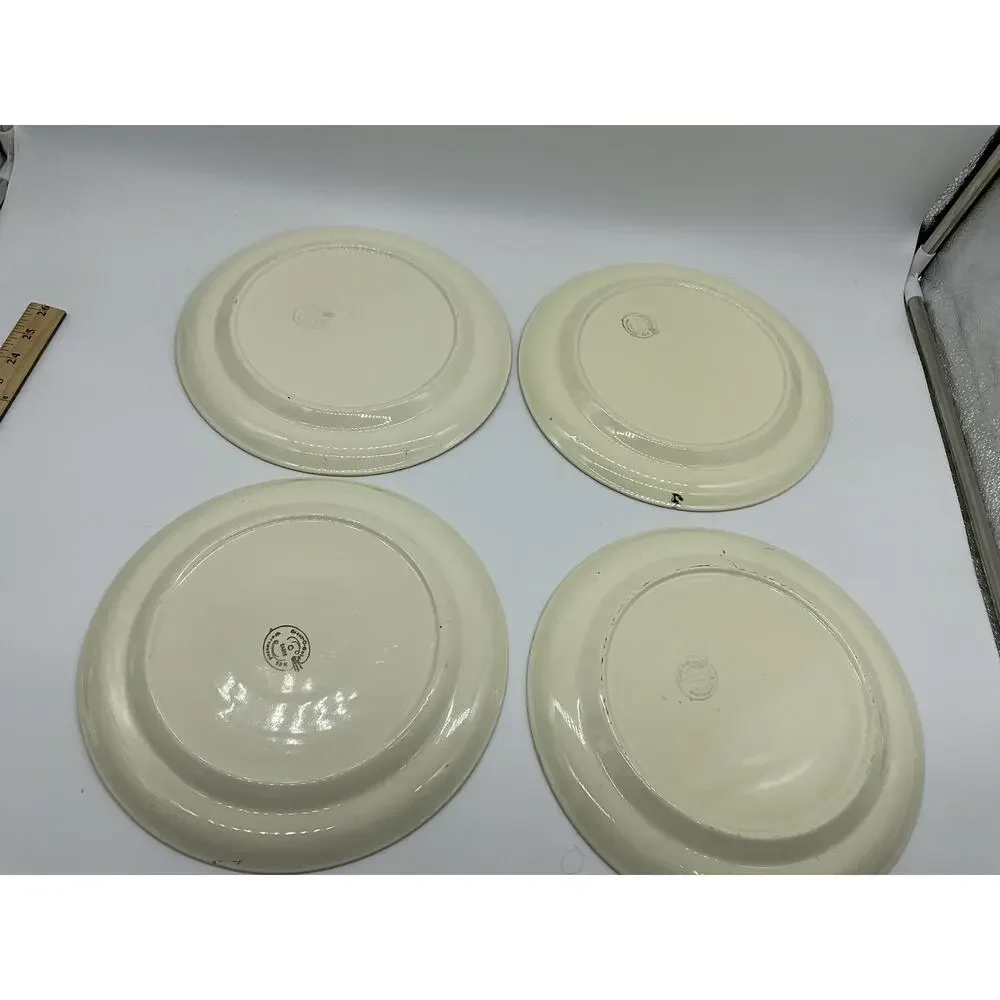 Vintage Sabin Crest-O-Gold Dinner Plates Set 4 Gold Courting Couple Rococo USA‎